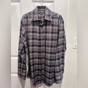 Nordstrom Men's Casual Plaid Shirt in Gray and Red